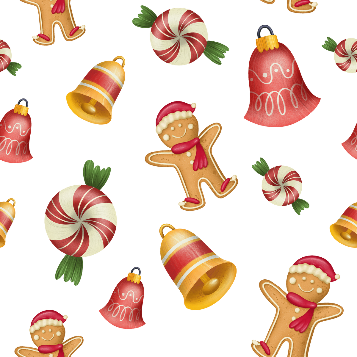 Christmas Seamless Pattern in Festive Theme Clipart V2