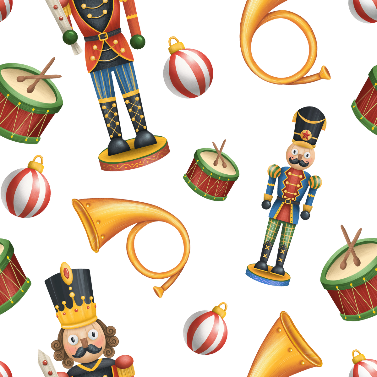 Christmas Seamless Pattern in Nutcracker Theme Clipart V1
