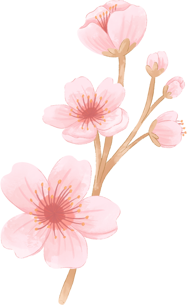 Painterly Textured Lunar New Year Cherry Blossoms