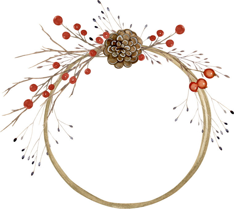 Watercolor Christmas Winter Floral Wreath
