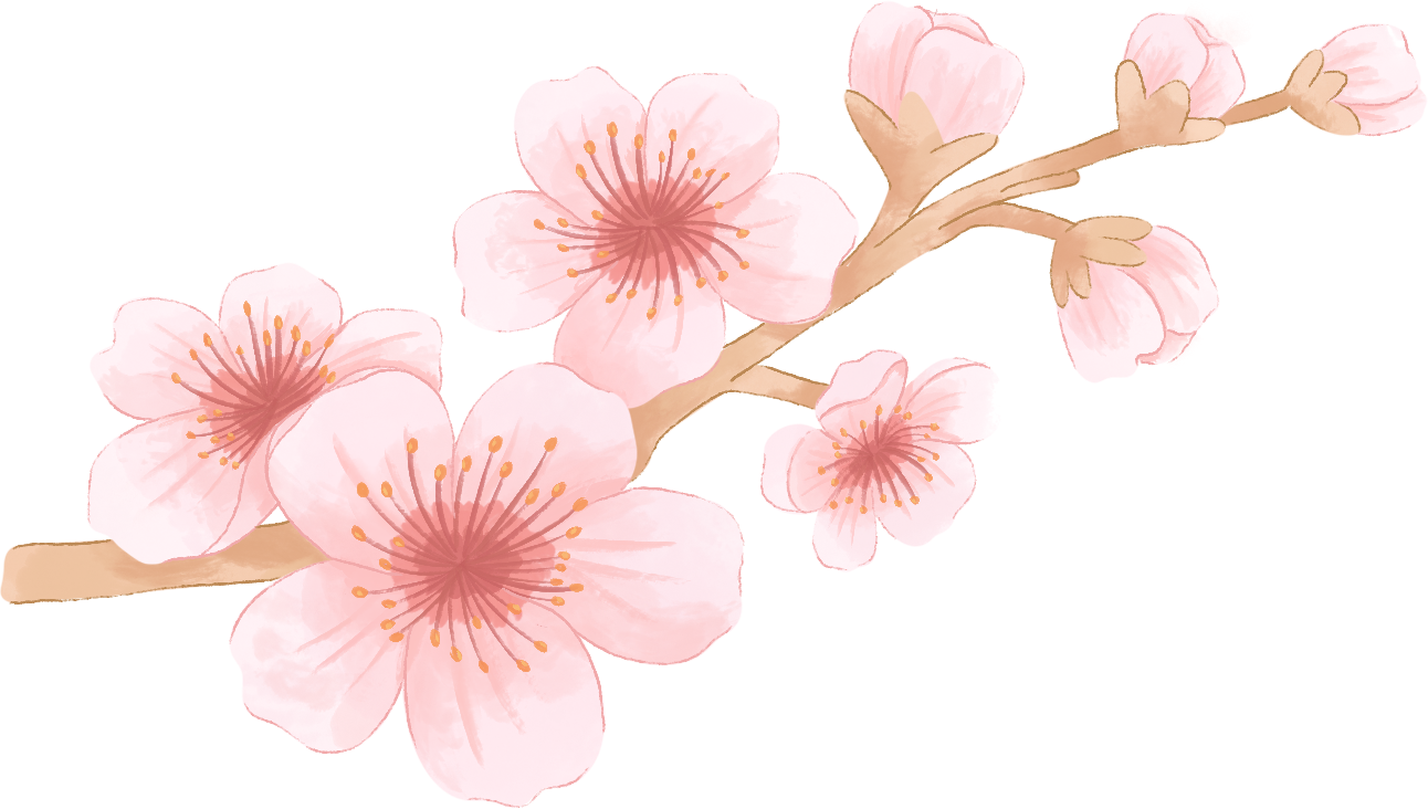 Painterly Textured Lunar New Year Cherry Blossoms